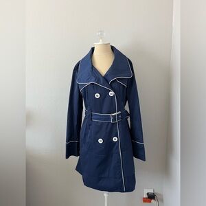 Guess Blue and White Trench Coat